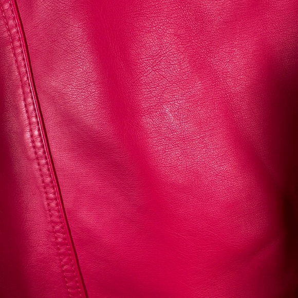 New York & Company Women’s Hot Pink Faux Leather Jacket Size Large - Picture 10 of 10